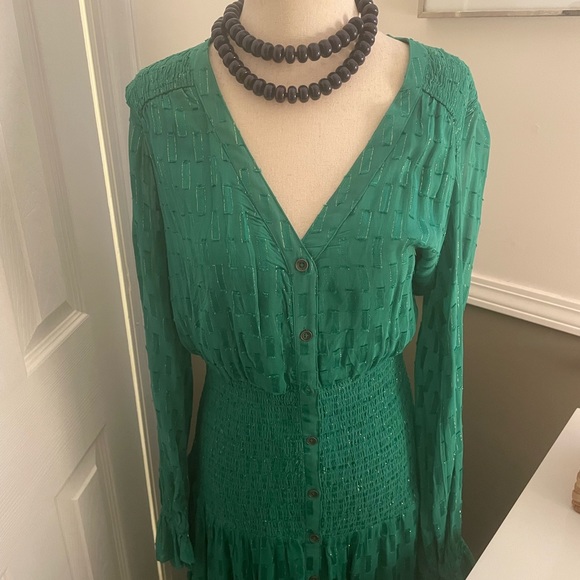 Anthropologie đź’š Green Smocked Maxi Dress - Picture 4 of 8